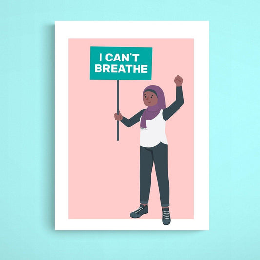 I Can't Breathe Black Lives Matter Movement Print |  Motivational Inspirational Racial | Harmony Equality Poster