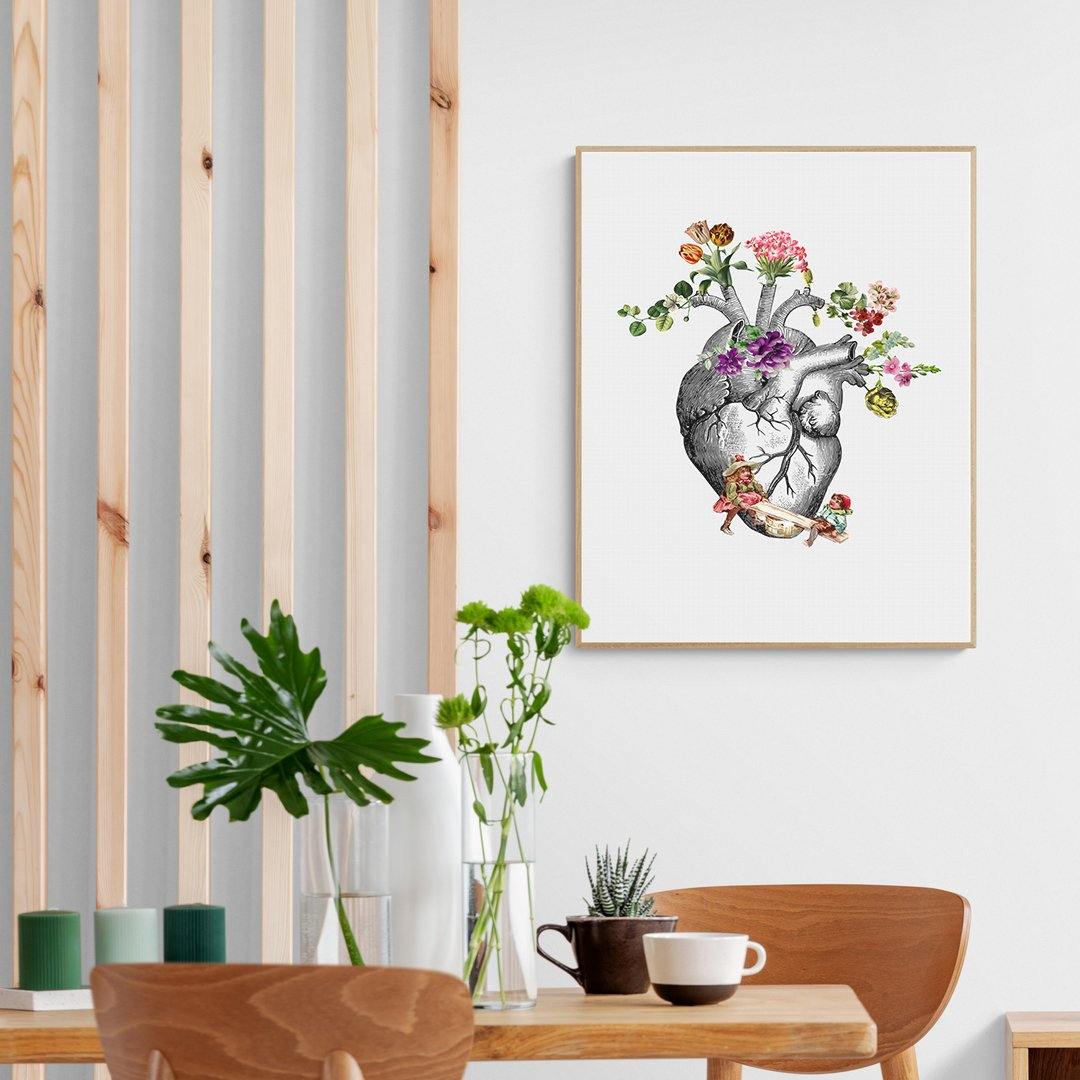 Anatomical Heart and Flowers | Anatomical Heart Print | Flower Art Print | Illustration Poster - 98types