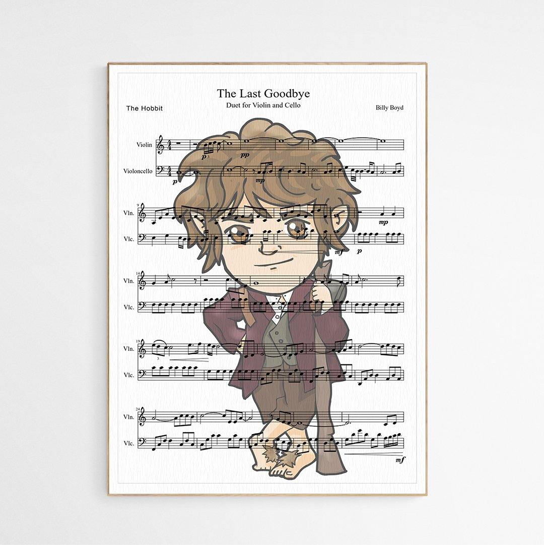 The Hobbit - The Last Goodbye - Billy Boyd Song Print | Sheet Music Wall Art | Song Music Sheet Notes Print