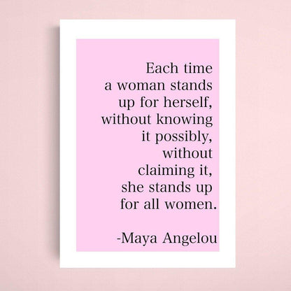 Feminism Quote Art Print | Wall Art Bedroom Decor Feminism | Girl Power Prints Art | Inspirational Poster | Maya Angelou 