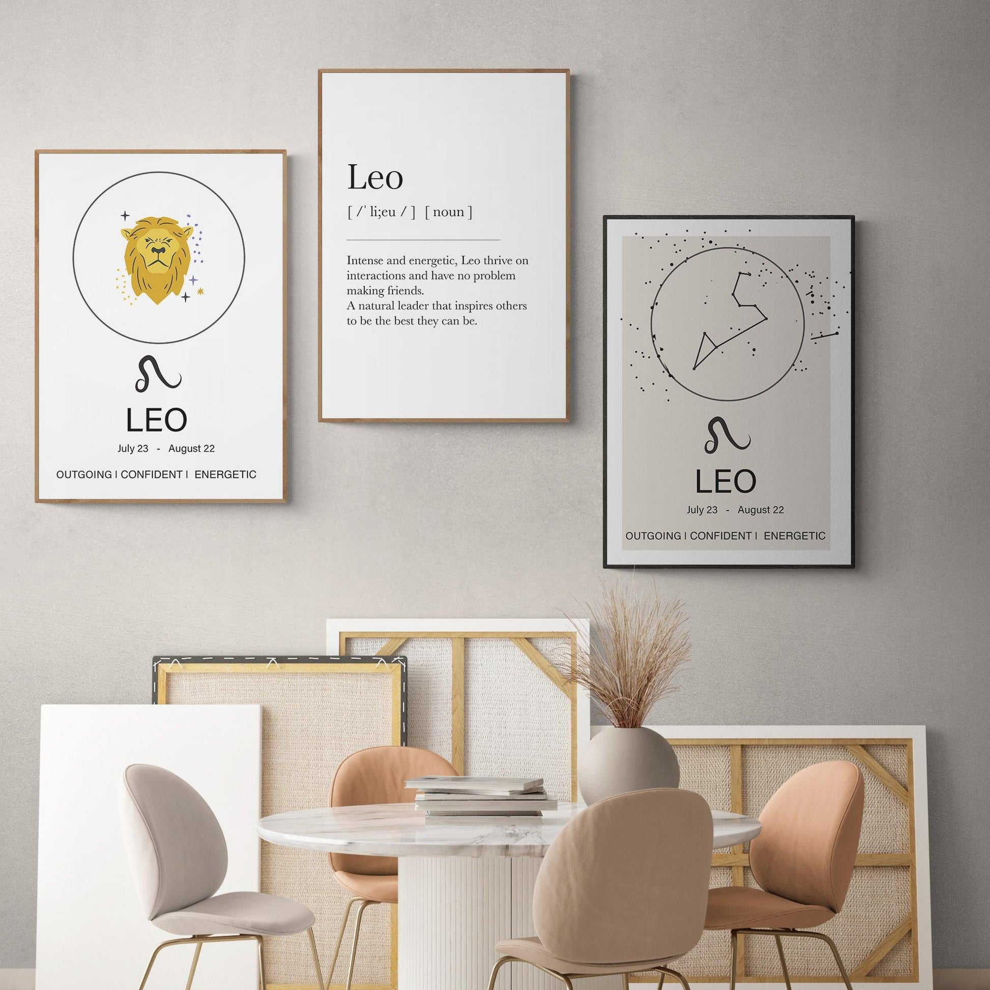 Leo Definition Prints Wall Art, Star Sign Print, Zodiac Print, Leo Birthday Present, Constellation Print, Zodiac Wall. ZODIAC SIGNS ART