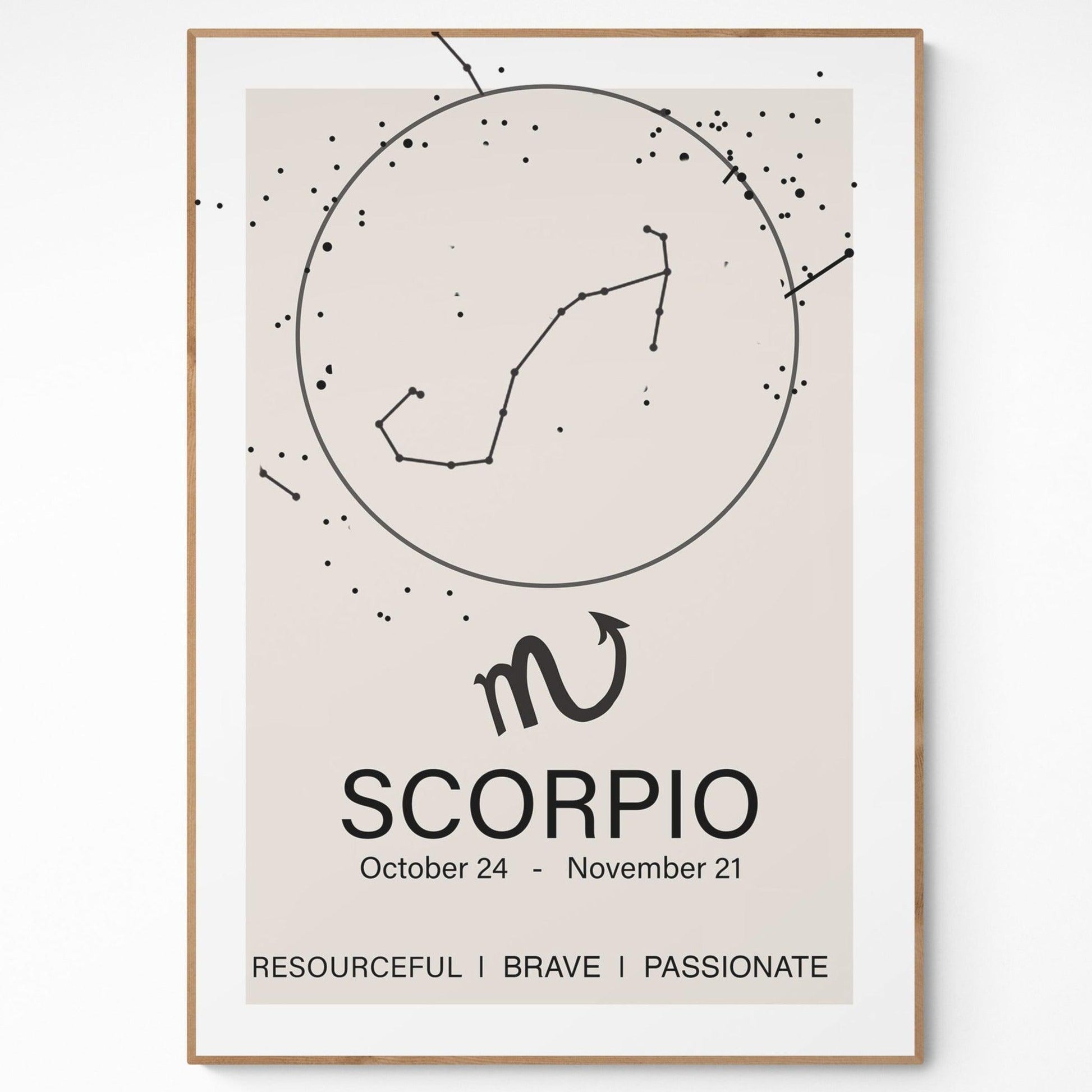 Scorpio Constellation Prints Wall Art, Star Sign Print, Zodiac Print, Scorpio Birthday Present, Constellation Print, Zodiac Wall. ZODIAC SIGNS ART