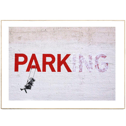 Did you know that parking can be beautiful? Peel and Stick. Hang and Enjoy. With this Banksy street art parking poster, you can add a little bit of art and humor to your walls. The perfect addition to any room, this poster is an easy and affordable way to add some character to your space.