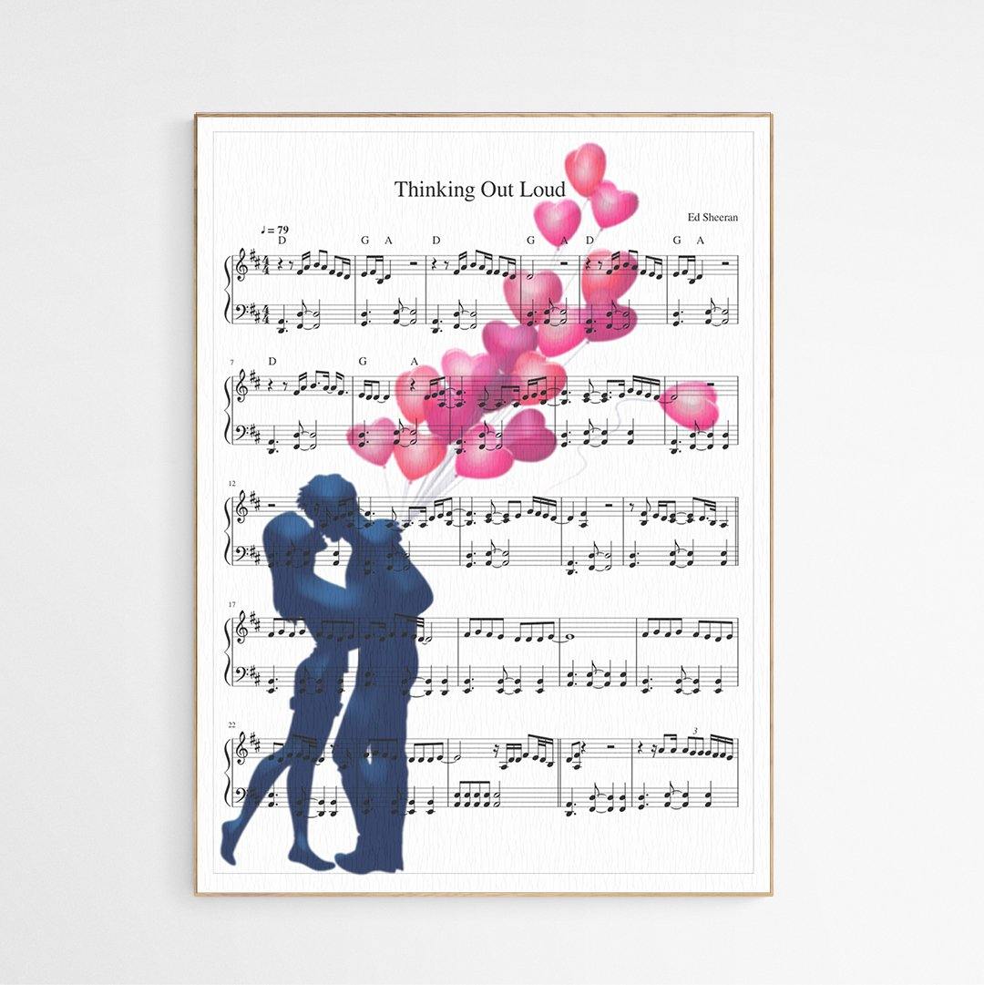 Ed Sheeran - Thinking Out Loud Theme Song Print | Sheet Music Wall Art | Song Music Sheet Notes Print