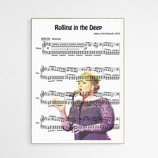Adele - Rolling in the Deep Theme Song Print | Sheet Music Wall Art | Song Music Sheet Notes Print - 98types