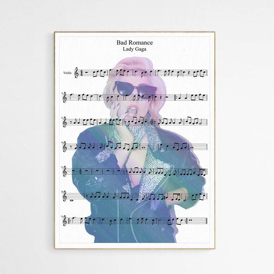 Lady Gaga - Bad Romance Song Print | Sheet Music Wall Art | Song Music Sheet Notes Print