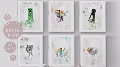 Set of 8 minions Disney Watercolour Printable Poster