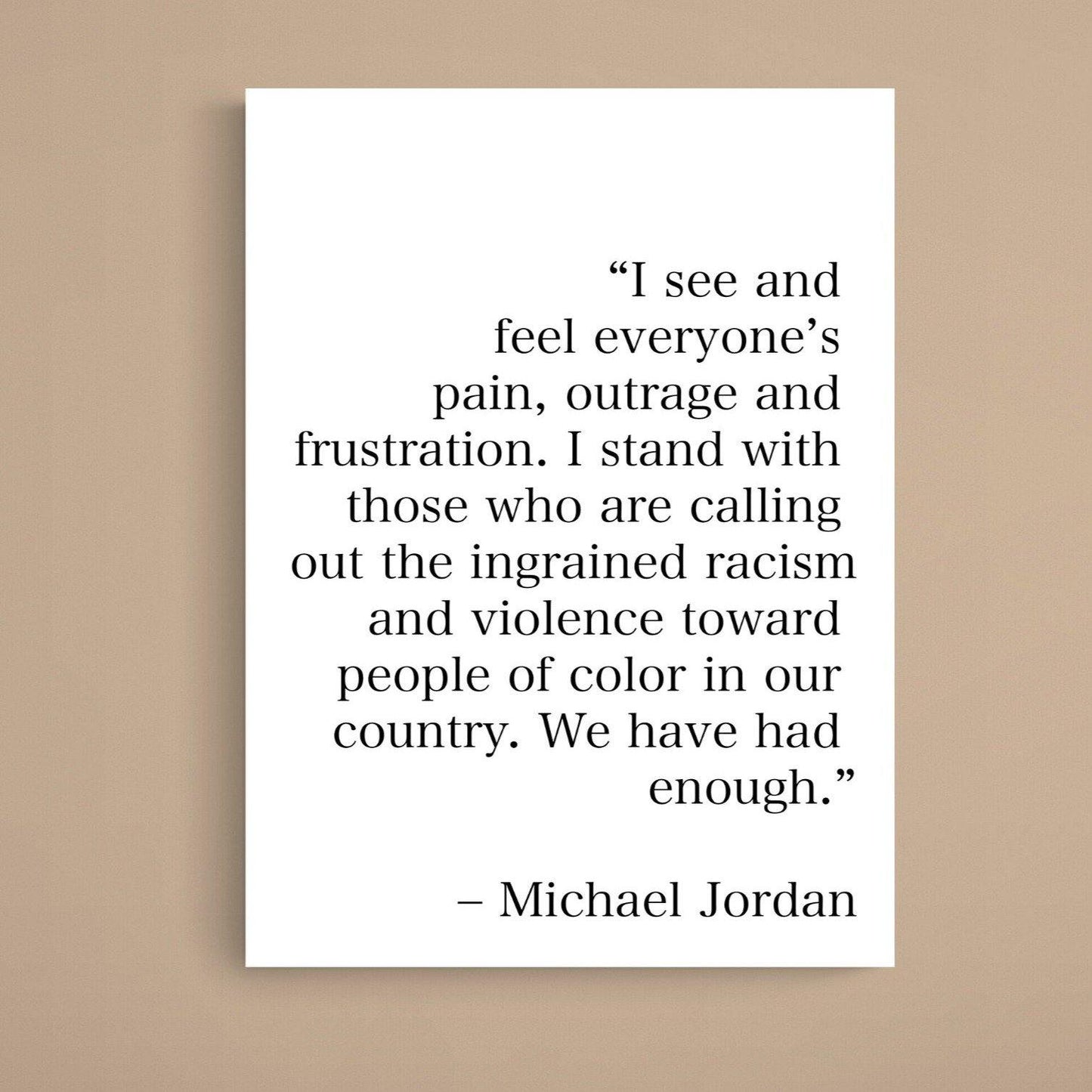 Michael Jordan Quote Black Lives Matter Print | Motivational Inspirational Racial | Harmony Equality Poster