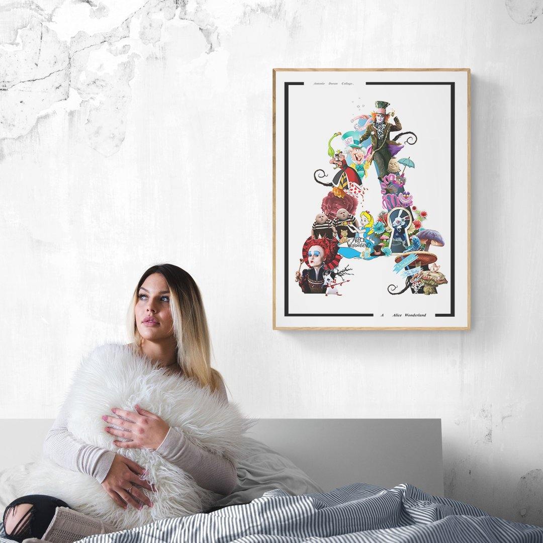 Bring the magic of Alice in Wonderland to life every day with this beautifully designed poster! Featuring everyone's favorite characters like Alice, the Mad Hatter, and the Cheshire Cat, this movie decor is perfect for adding a whimsical touch to any room. Let the adventures begin!