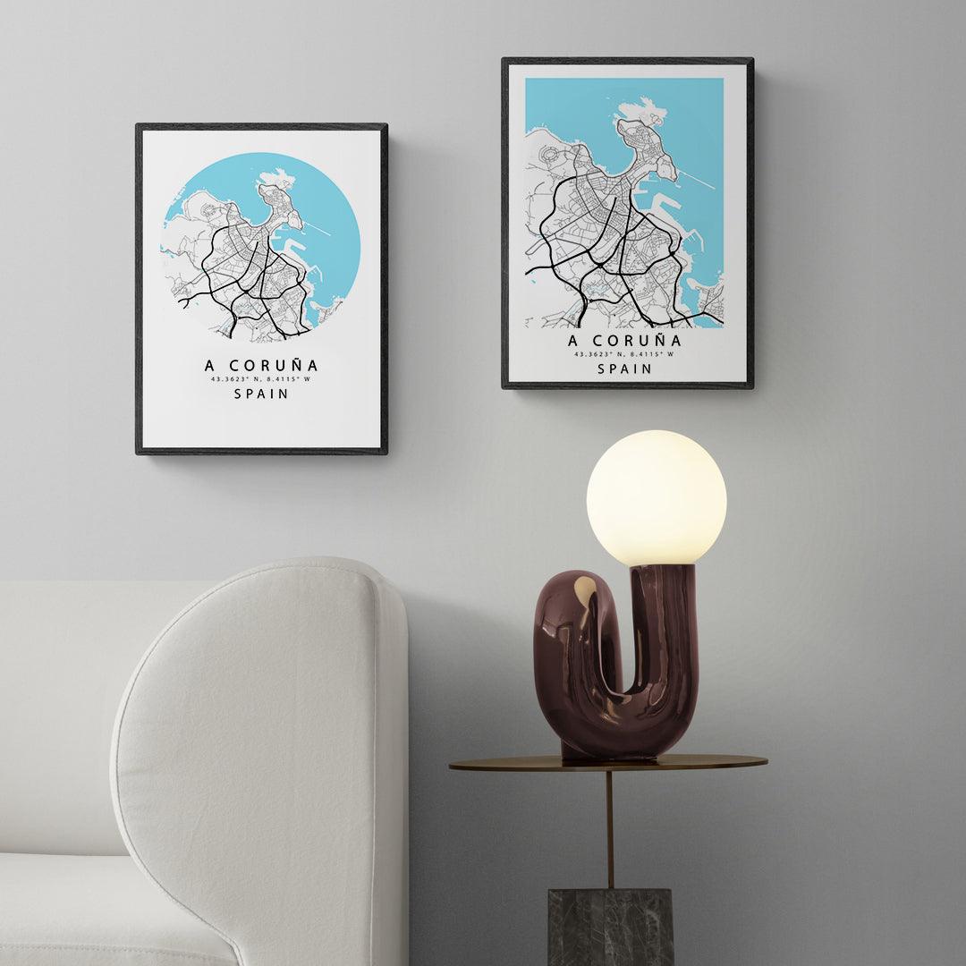 WE LOVE MAPS! This Beautiful A Coruña  StreetCity Map Modern Print is a great way to add a striking Design to your Home. It would also make a Fantastic Gift for a Friend or Family Member.