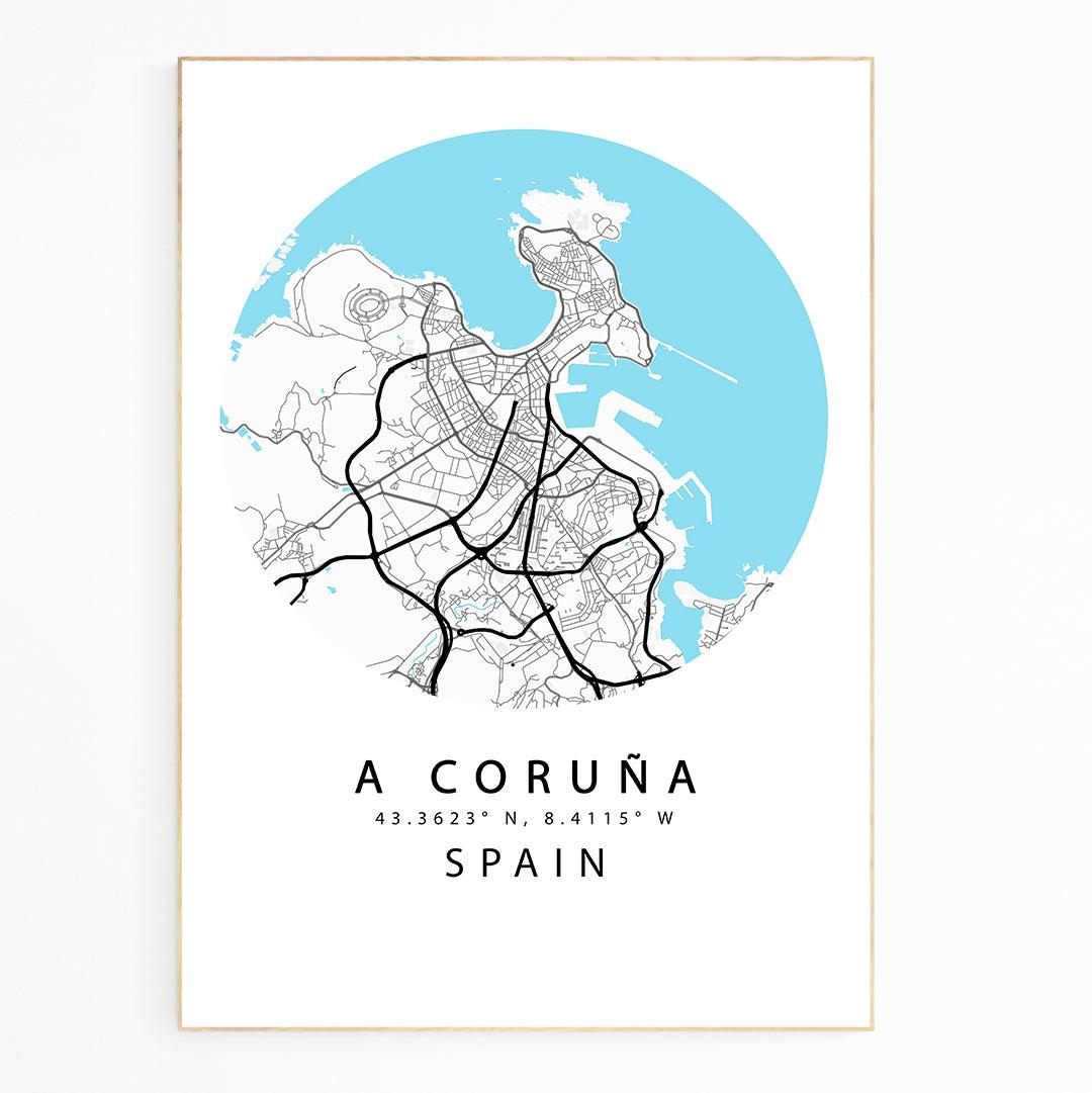 WE LOVE MAPS! This Beautiful A Coruña  StreetCity Map Modern Print is a great way to add a striking Design to your Home. It would also make a Fantastic Gift for a Friend or Family Member.
