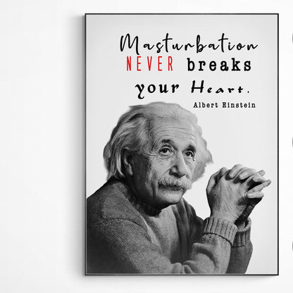Quote Masturbation Love | Einstein Funny Print | Inspirational Typography Poster | Greeting Card