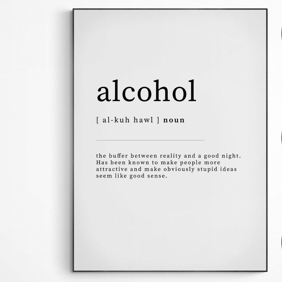 Alcohol Definition | Dictionary Art Print | Office Decor Poster | Funny Quotes | Greeting Card - 98types