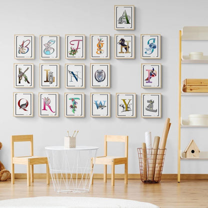 Dog Animal Alphabet Poster | Letter D Print | Fun Characters | Magic Wall Decor Nursery | Custom Original Name | Educational Poster | Variety Sizes - 98types