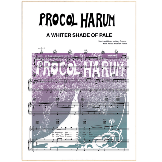 PROCOL HARUM - A Whiter Shade Of Pale Song Print | Song Music Sheet Notes Print Everyone has a favorite song especially PROCOL HARUM Print, and now you can show the score as printed staff. The personal favorite song sheet print shows the song chosen as the score. 