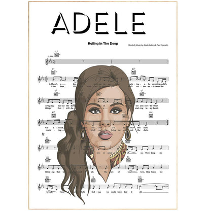 Adele - Rolling in the Deep Theme Song Print | Sheet Music Wall Art | Song Music Sheet Notes Print Everyone has a favorite song and now you can show the score as printed staff. The personal favorite song sheet print shows the song chosen as the score. 