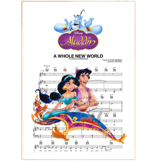 From the magic carpet ride to A Whole New World, this print is sure to transport you to a land of enchantment. You'll love the intricate details in this enchanting print, which is based on the classic Disney animated film Aladdin. Perfect for adding a touch of magic to your home, this beautiful print is sure to please any Disney fan.