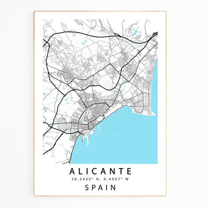 WE LOVE MAPS! This Beautiful Spanish City Alicante StreetCity Map Art Print is a great way to add a striking Design to your Home. It would also make a Fantastic Gift for a Friend or Family Member.
