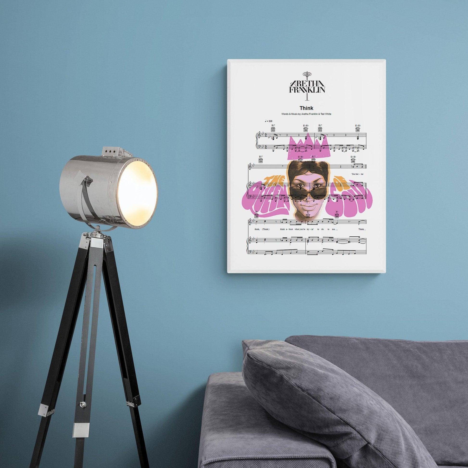 Aretha Franklin • Think Song Lyric Print | 98 Best Music Sheet Notes Poster