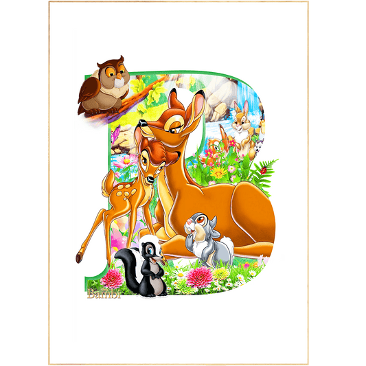 Bambi Movie Poster Disney is the perfect addition to your Disney World posters section. With iconic characters from all your favourite Disney movies, this print on demand is ideal for wall murals or fine art prints. Bring nostalgia and joy to your room with these unique prints.