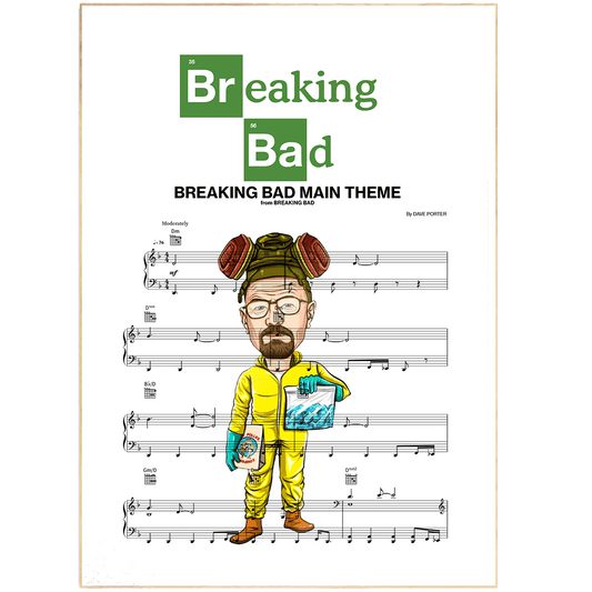 This is a poster for the main title theme of the TV show Breaking Bad. It is NOT a poster for the show itself. The poster has been hand-crafted and is made to order. The poster is a must for any fan of the show and would look great as part of a music or movie themed room.