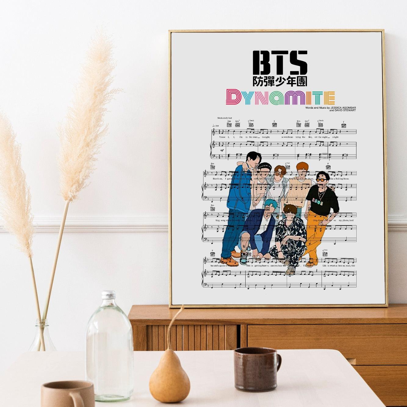 Made for the fans of BTS, this "Dynamite" song print is perfect for showing your support for the band. This song print is also a great way to show your love for music. The high quality lyrics inspired art print is custom made for the fans of BTS. The song print is also a great way to show your support for the band.