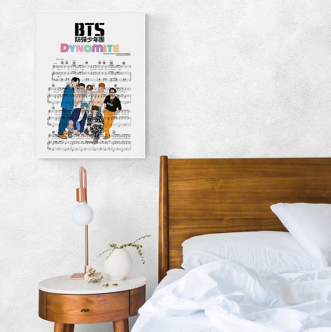 Music is life and this BTS - Dynamite Song Print | Sheet Music Wall Art is the perfect way to show your love for music. This high quality print is perfect for hanging in your bedroom, office, or anywhere you want to show your love for music. This print is also a great gift for any music lover in your life.