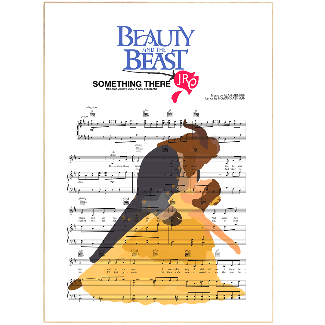 Do you want to feel the love today? If you're a fan of the classic Disney film, Beauty and the Beast, you'll adore this beautiful print. It features the famous line "Something There" with a beautiful illustration of Belle and the Beast. This print is perfect for any Disney lover who wants to add a touch of magic to their home decor.