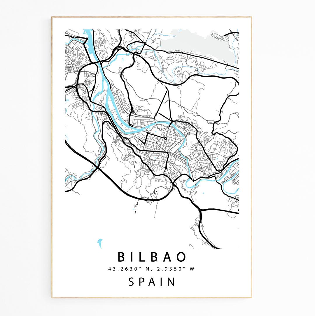 WE LOVE MAPS POSTERS ! This Beautiful Spanish City Bilbao StreetMap Art Print is a great way to add a striking Design to your Home. It would also make a Fantastic Gift for a Friend or Family Member.