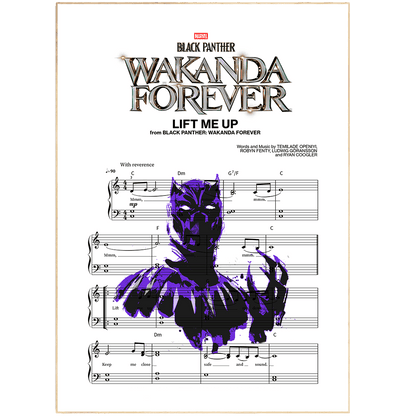 Bring the cinematic masterpiece of Black Panther to life with this LIFT ME UP Poster. Showcasing the music of Rianna, this beautiful art print is made from high-quality materials and prints for ultimate durability. With simple yet elegant design, it can easily become the focal point of any room in your home. Best of all, it makes a great gift that any fan of Black Panther will love. Get ready to be a part of Wakanda with this stunning poster.