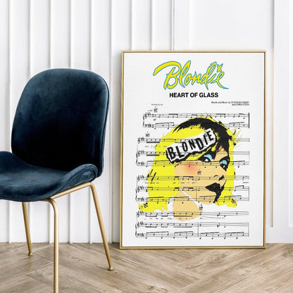 Print lyrical with these unusual and Natural High quality black and white musical scores with brightly coloured illustrations and quirky art print by artist Blondie to put on the wall of the room at home. A4 Posters uk By 98types art online.
