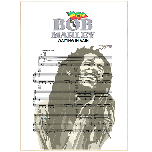 Bob Marley • Waiting in Vain Song Lyric Print | Song Music Sheet Notes Print 
