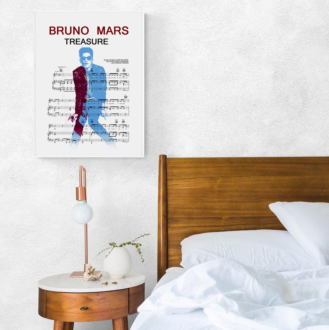 Add some music to your walls. From the mind of Bruno Mars comes this inspired piece of art fit for any music lover. With the lyrics to his song "Treasure" displayed in an eye-catching and unique design, this print is perfect for your bedroom or music room. Show off your personality with a custom print that's made just for you.