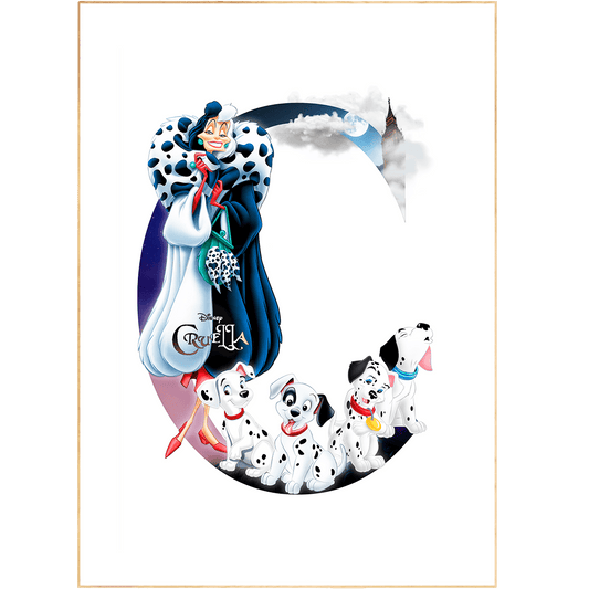 This Cruella de Vil Movie Poster features original typography from the movie and is handmade with an illustration movie art. Get your favourite Disney characters and movies in our wall prints and posters UK selection. Our prints are perfect for room wall murals or even to hang as fine art prints. Discover our beautiful Disney Princess posters and bring some vibrant colour to your walls. 98types of wall art poster