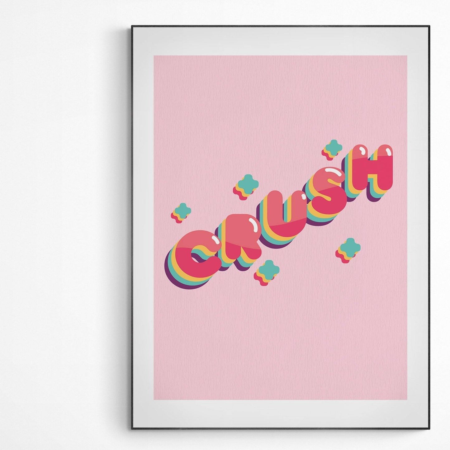 Crush Colourful Print | Funny Print | Happy Crush Quote Print | Typography Decor Home Decor | Valentines Gift Poster - 98types