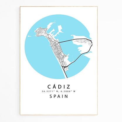 WE LOVE MAPS POSTERS ! This Beautiful Spanish City of Cadiz StreetMap Art Print is a great way to add a striking Design to your Home. It would also make a Fantastic Gift for a Friend or Family Member.