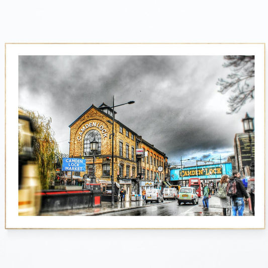 Give your walls some personality with this print of Camden Town Market in London. Bursting with color and life, this vibrant print is the perfect addition to any room. Packed with character and charm, it's easy to see why Camden Town Market is such a popular destination. With its eye-catching design, this print is sure to add a touch of personality to any room. Order your copy today and make your walls come to life.