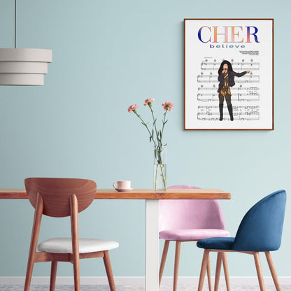This professional poster of the singer and actress Cher captures her rock music and silver screen legacy with its powerful portrait. Print quality is optimized with a high-resolution image and vibrant colors for long-lasting enjoyment. The 18" x 24" poster makes a beautiful addition to any décor.