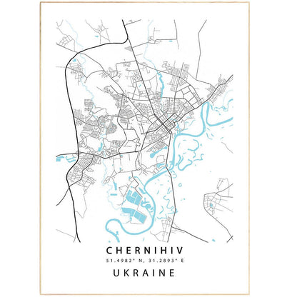 Kiev Ukraine Street Map Poster - 98types