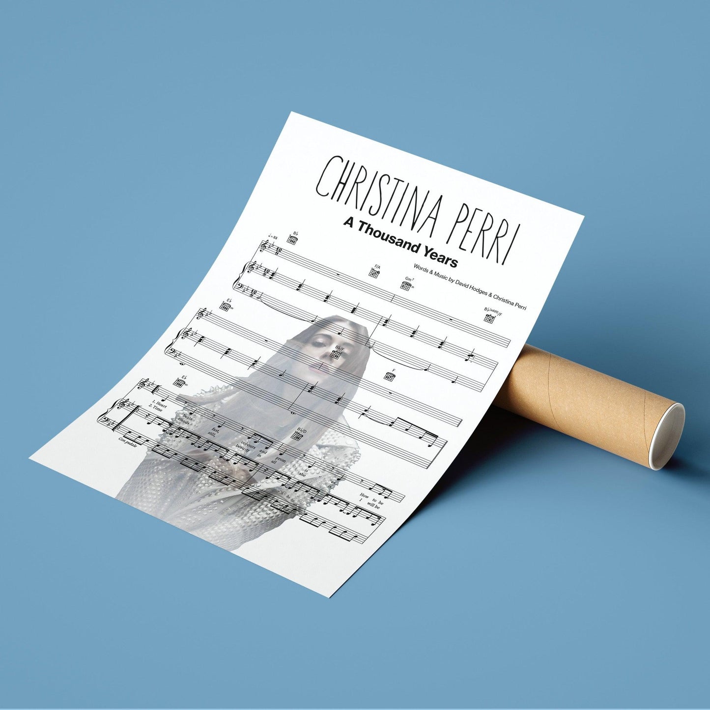 Christina Perri - A Thousand Years | Song Music Sheet Notes Print Everyone has a favorite Song lyric prints and Christina Perri now you can show the score as printed staff. The personal favorite song lyrics art shows the song chosen as the score.