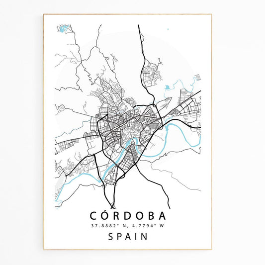 WE LOVE MAPS POSTERS ! This Beautiful Spanish City of Córdoba StreetMap Art Print is a great way to add a striking Design to your Home. It would also make a Fantastic Gift for a Friend or Family Member.