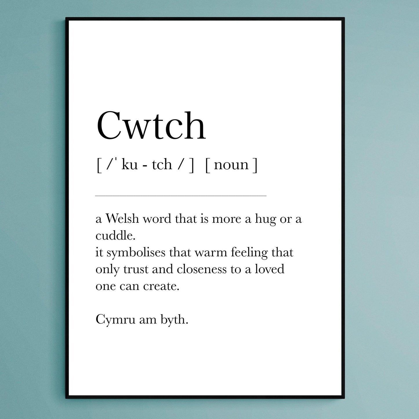 Cwtch Word Print Welsh Definition Poster Wall Art Minimalist Print