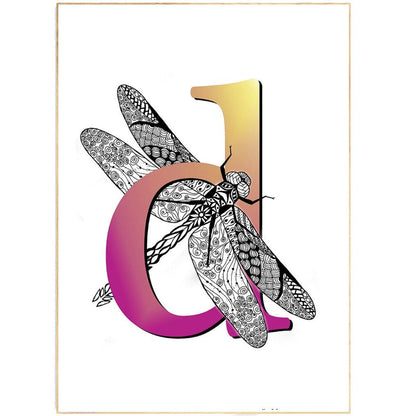 Dragonfly Letter D Print