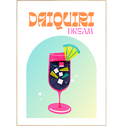 Daiquiri Cocktail Print is a recipe poster featuring popular subjects, such as boho prints, colorful cocktails, retro posters, bar cart wall art, and cocktail illustrations. From wall art to kitchen prints, popular artists to discover, and posters to gift, Daiquiri Cocktail Print is inspired art you can hang up in any space.
