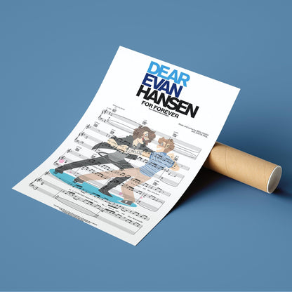 Dear Evan Hansen FOR FOREVER Print | Song Music Sheet Notes Print   Everyone has a favorite Song lyric prints and Dear Evan Hansen now you can show the score as printed staff. The personal favorite song lyrics art shows the song chosen as the score.
