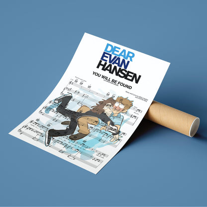 Dear Evan Hansen YOU WILL BE FOUND Print | Song Music Sheet Notes Print  Everyone has a favorite Song lyric prints and Dear Evan Hansen now you can show the score as printed staff. The personal favorite song lyrics art shows the song chosen as the score.