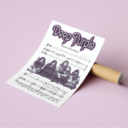 Deep Purple - Smoke on the Water Print | Song Music Sheet Notes Print Everyone has a favorite song especially Deep Purple Poster, and now you can show the score as printed staff. The personal favorite song sheet print shows the song chosen as the score. 