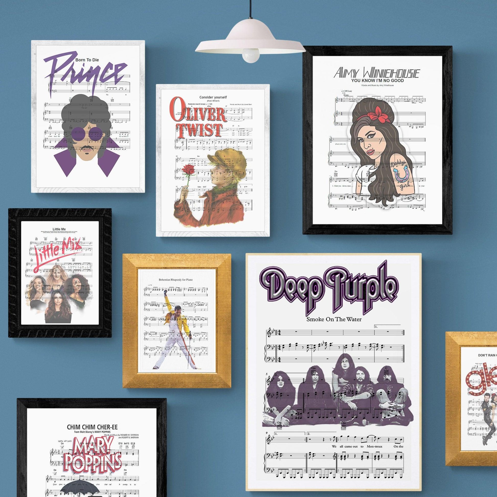 Deep Purple - Smoke on the Water Print | Song Music Sheet Notes Print Everyone has a favorite song especially Deep Purple Poster, and now you can show the score as printed staff. The personal favorite song sheet print shows the song chosen as the score. 