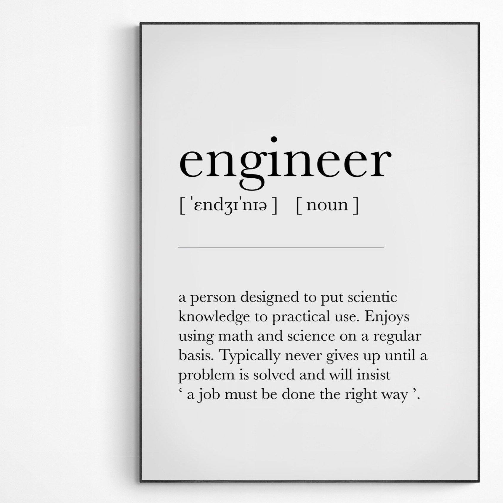 Engineer Definition Quote Poster | Engineering Print Home Art | Poster Funny Quotes | Typography Wall Art - 98types