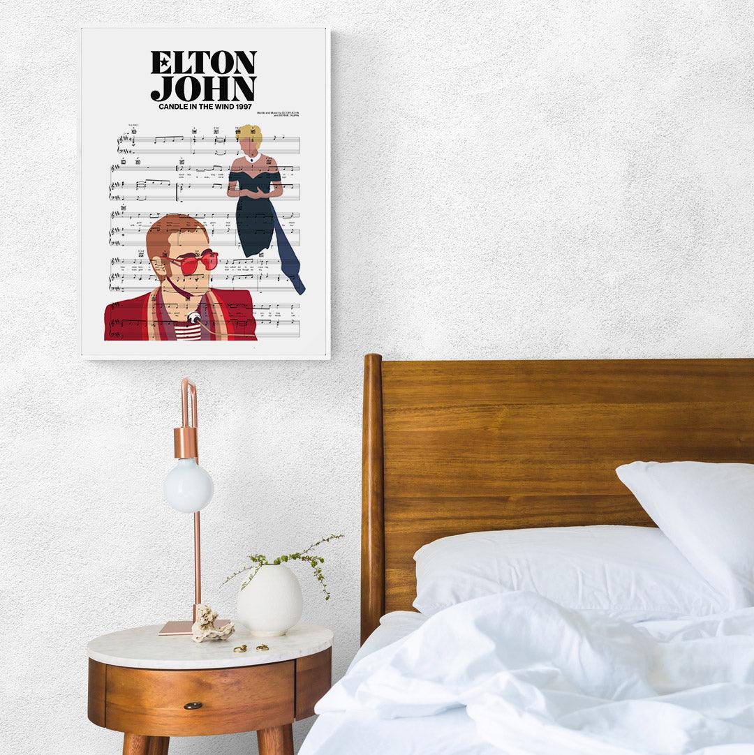 This Elton John - CANDLE IN THE WIND 1997 Poster is the perfect way to show your love for the iconic musician. Featuring the lyrics to the song "Candle in the Wind 1997", this poster is a must-have for any fan of Elton John. Printed on high-quality paper, this poster is sure to make a statement in any room.